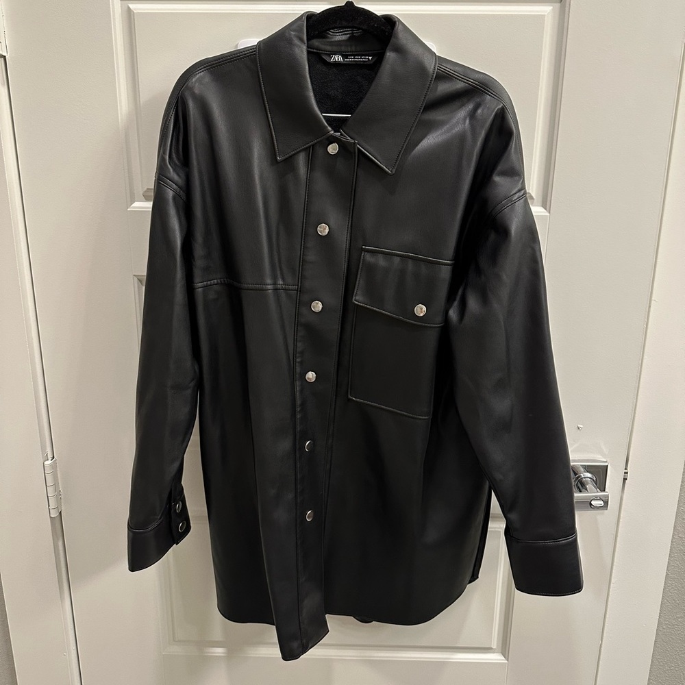 Zara Leather Button Up